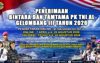 Buruan Daftar! TNI AL Buka Pendaftaran Tamtama PK Gelombang III TA 2026 — Lulusan SMA Bisa Ikut