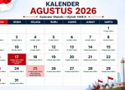Long Weekend Agustus 2026: 15-17 Agustus Libur, Cek Tanggal Merah dan Ide Liburan